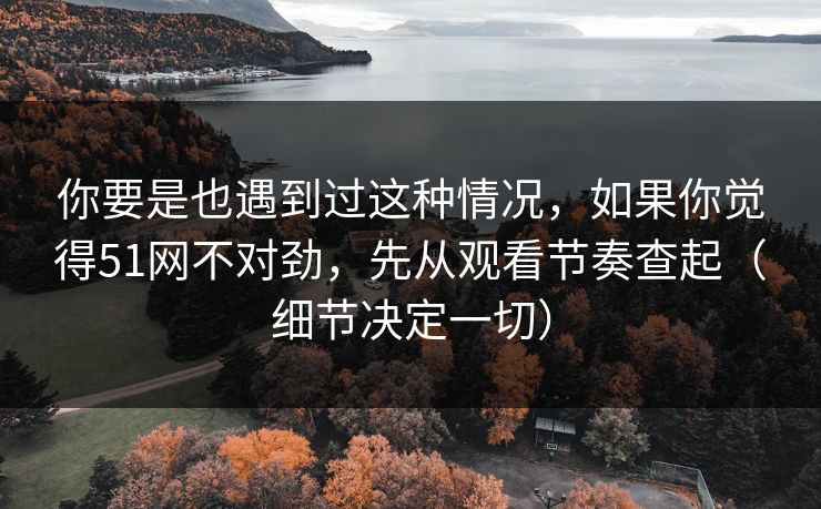 你要是也遇到过这种情况,如果你觉得51网不对劲,先从观看节奏查起(细节决定一切) 你要是也遇到过这种情况,如果你觉得51网不对劲,先从观看节奏查起(细节决定一切)