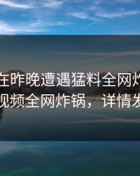 当事人在昨晚遭遇猛料全网炸裂，樱桃视频全网炸锅，详情发现