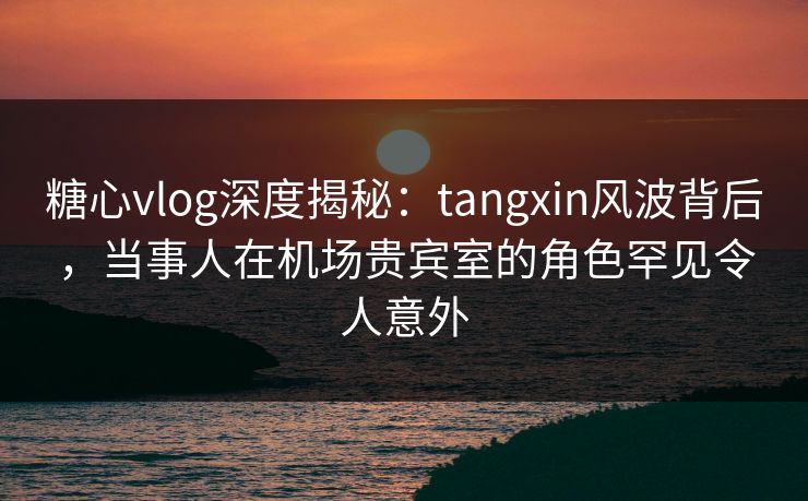 糖心vlog深度揭秘：tangxin风波背后，当事人在机场贵宾室的角色罕见令人意外