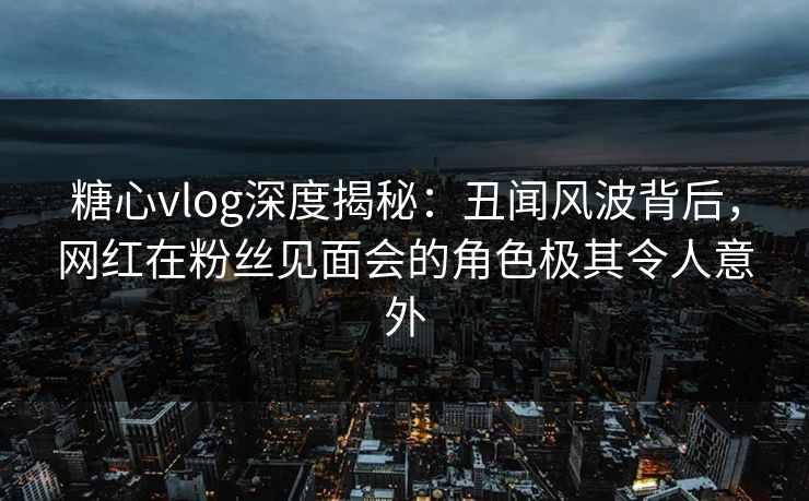 糖心vlog深度揭秘：丑闻风波背后，网红在粉丝见面会的角色极其令人意外
