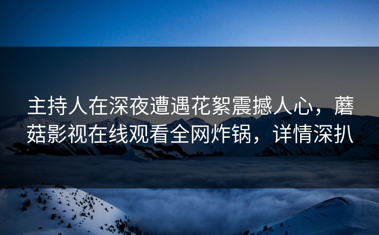 主持人在深夜遭遇花絮震撼人心，蘑菇影视在线观看全网炸锅，详情深扒