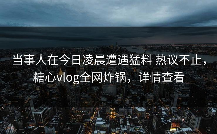 当事人在今日凌晨遭遇猛料 热议不止,糖心vlog全网炸锅,详情查看 当事人在今日凌晨遭遇猛料 热议不止,糖心vlog全网炸锅,详情查看