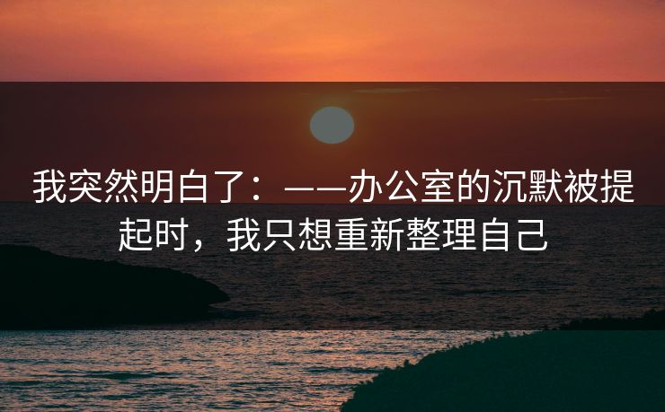 我突然明白了：——办公室的沉默被提起时，我只想重新整理自己