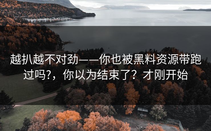越扒越不对劲——你也被黑料资源带跑过吗?，你以为结束了？才刚开始